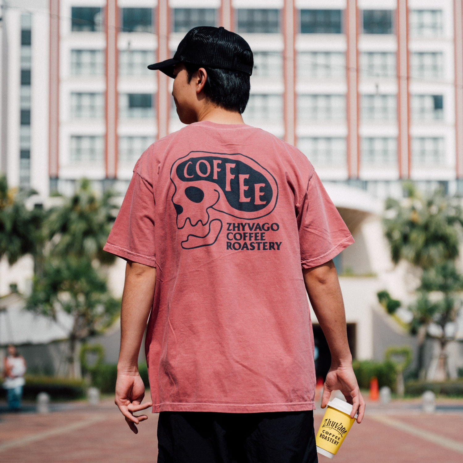 Garment dye COFFEE SKULL T-shirt
