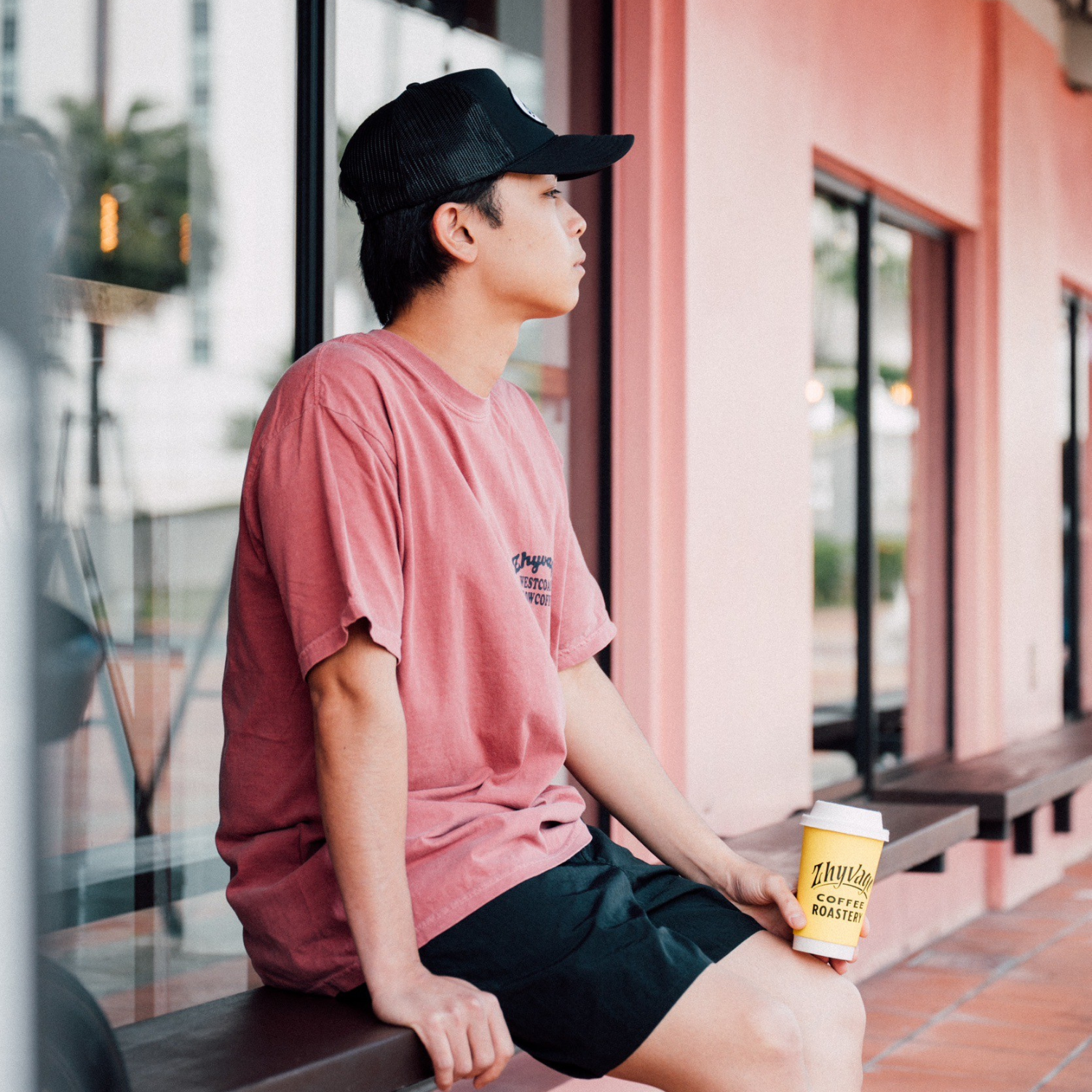 Garment dye COFFEE SKULL T-shirt