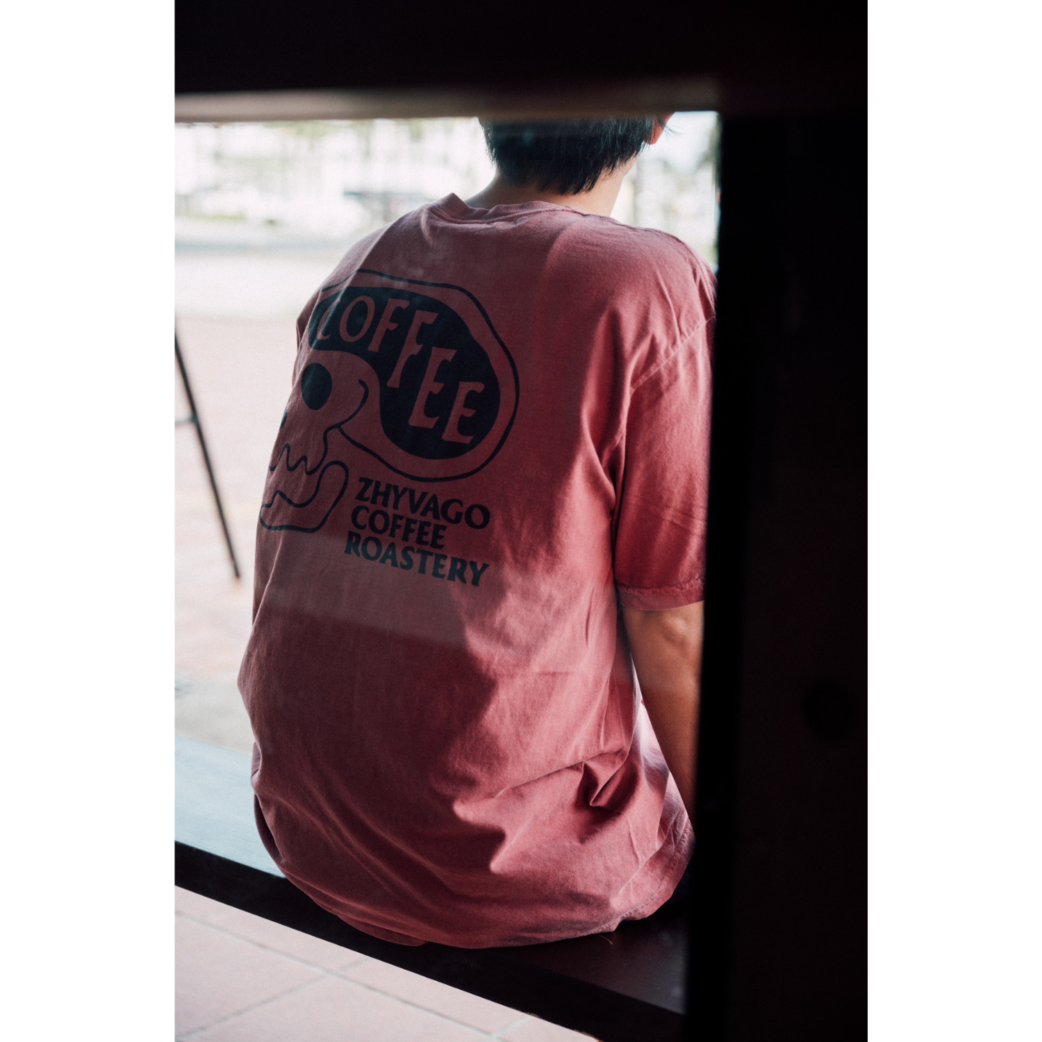 Garment dye COFFEE SKULL T-shirt