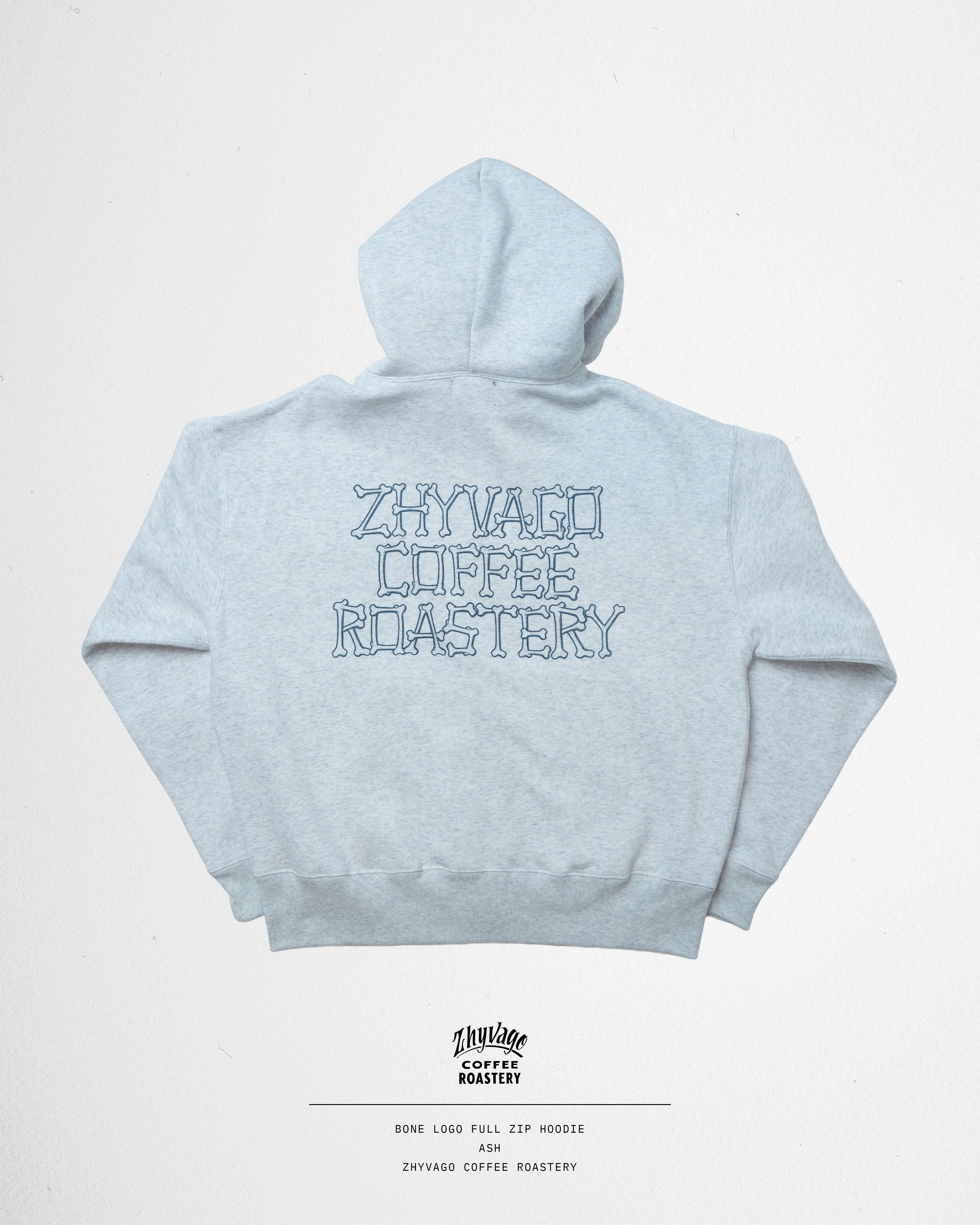 ZHYVAGO Bone Logo Puff Printing Box Silhouette full zip hoodie