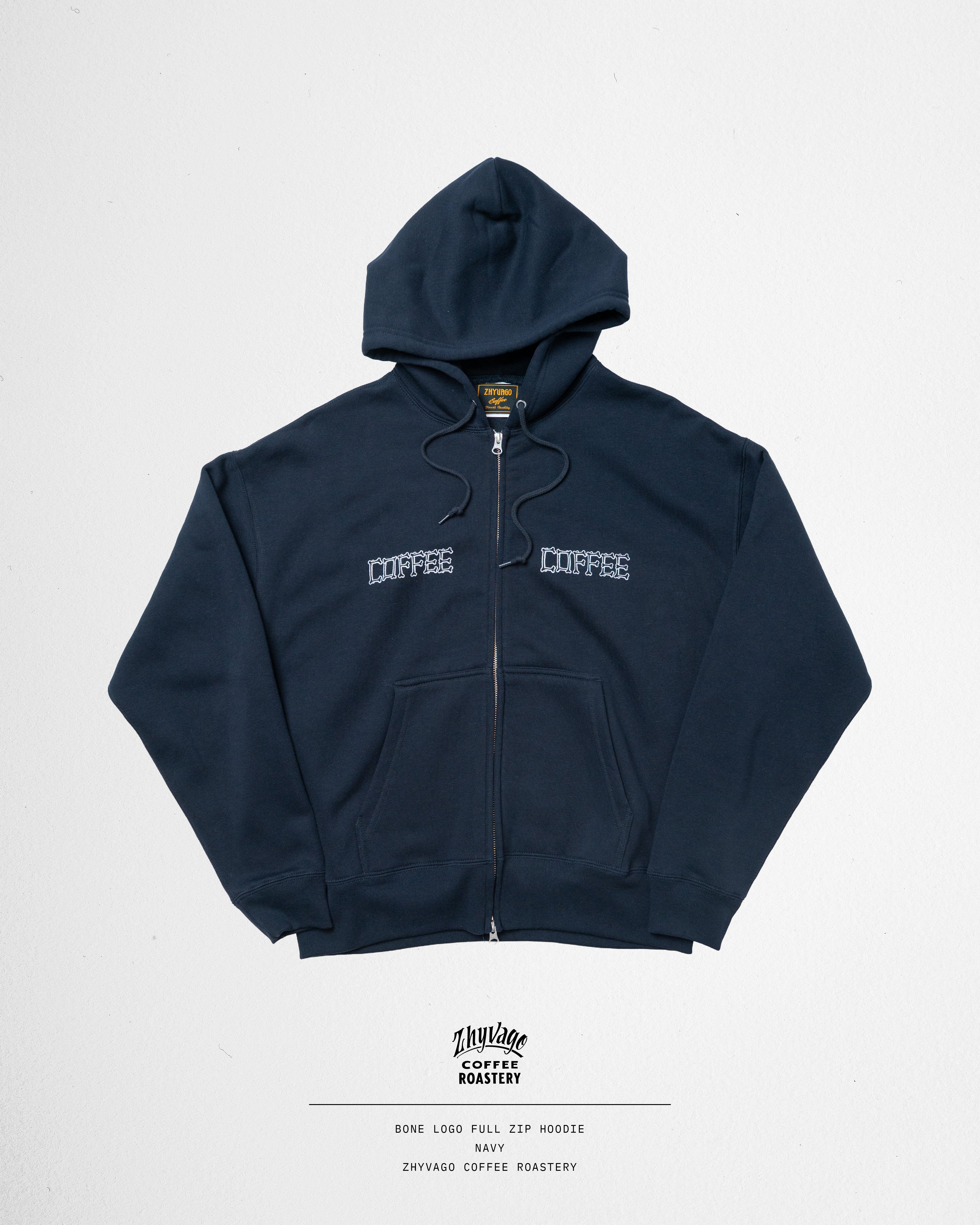 ZHYVAGO Bone Logo Puff Printing Box Silhouette full zip hoodie