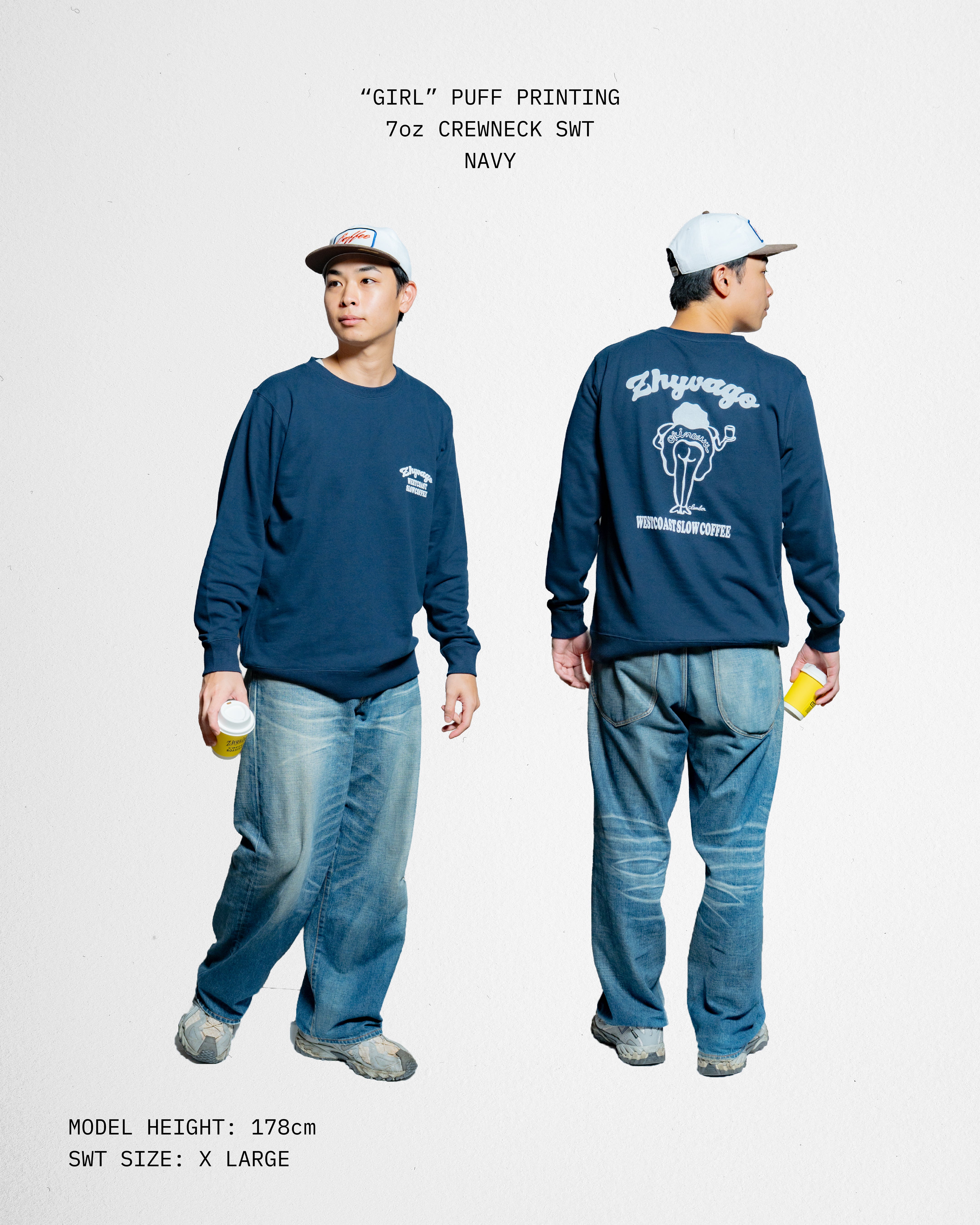 -Girl- Puff Printing 7oz Crew neck Sweat