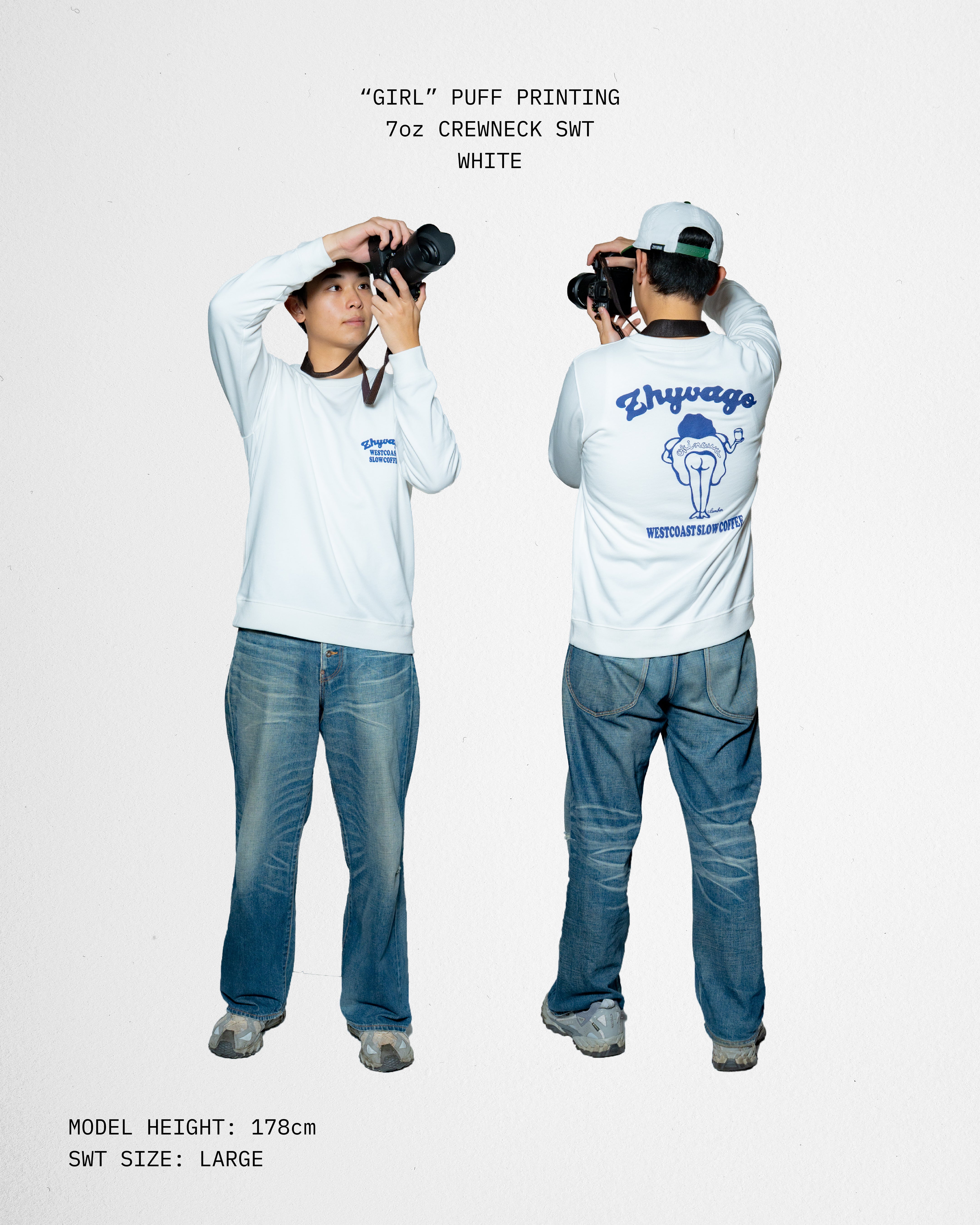 -Girl- Puff Printing 7oz Crew neck Sweat