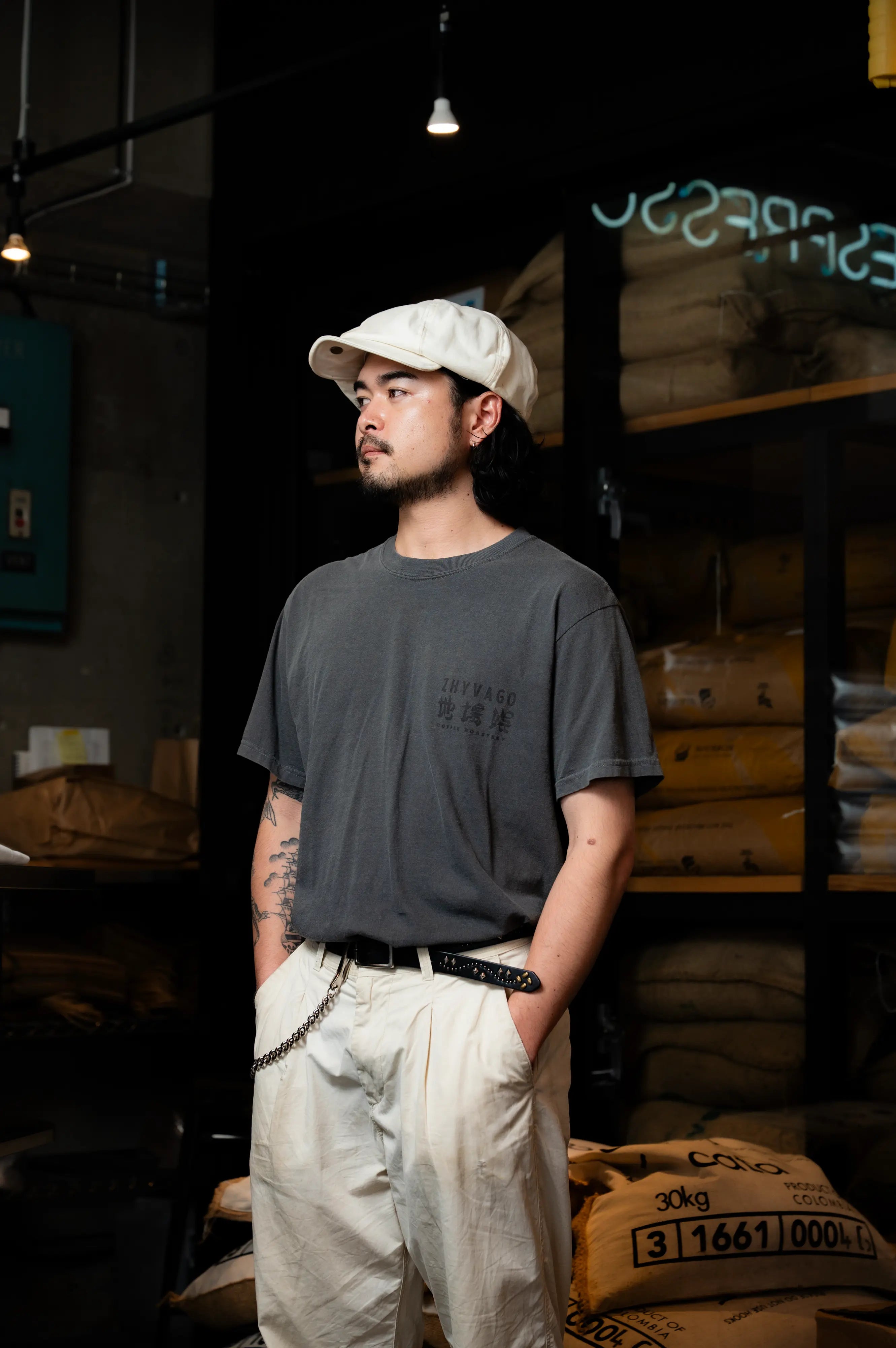 地場娯 珈琲職人集団 Garment dye T-shirt