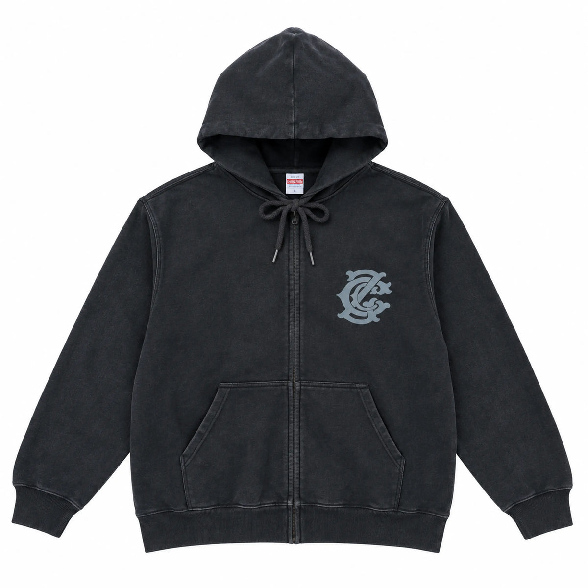ZCC Main Logo Address Fade Wash Sweat Full Zip Hoodie