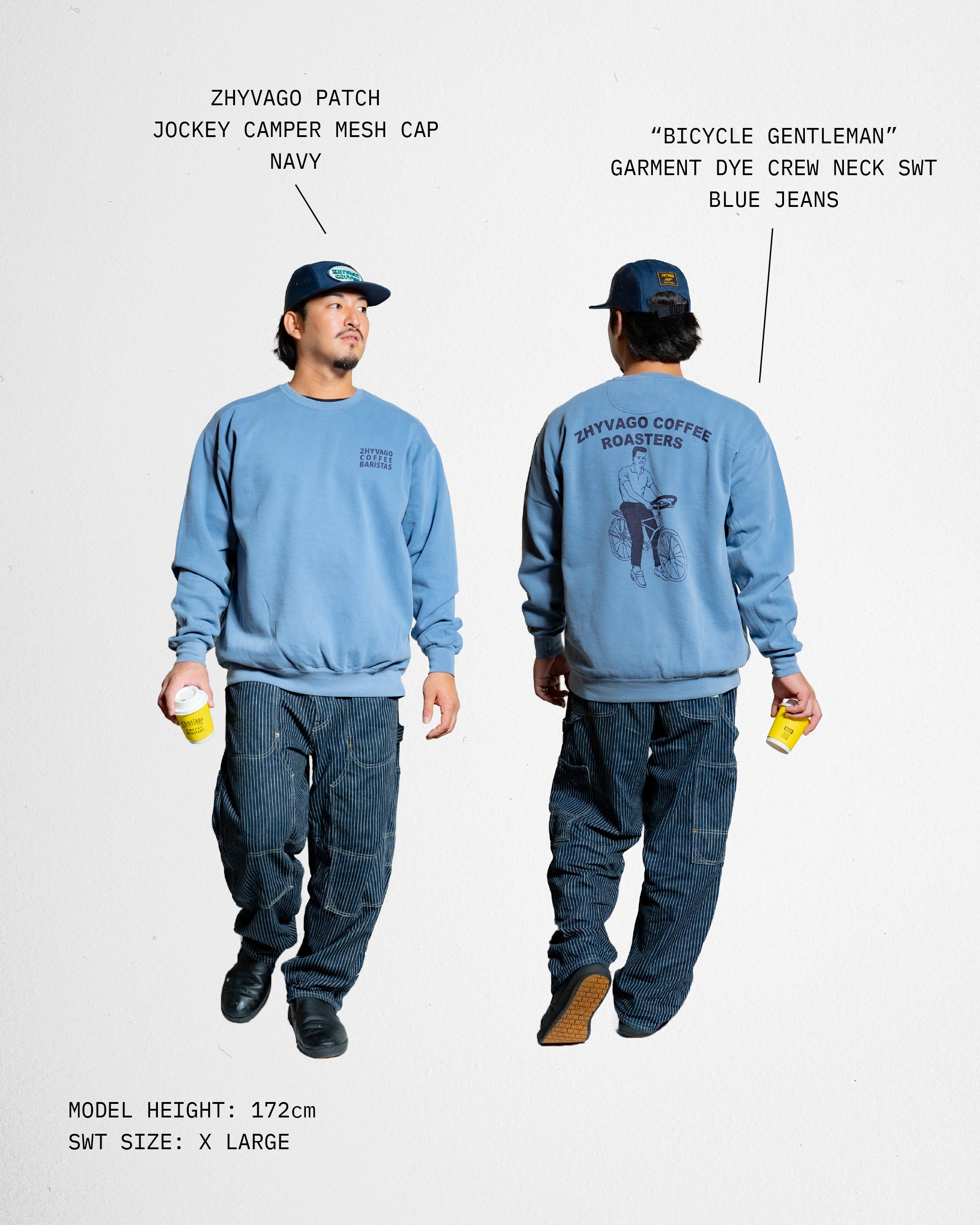 Bicycle Gentleman Garment dye Crew neck SWT (裏起毛)