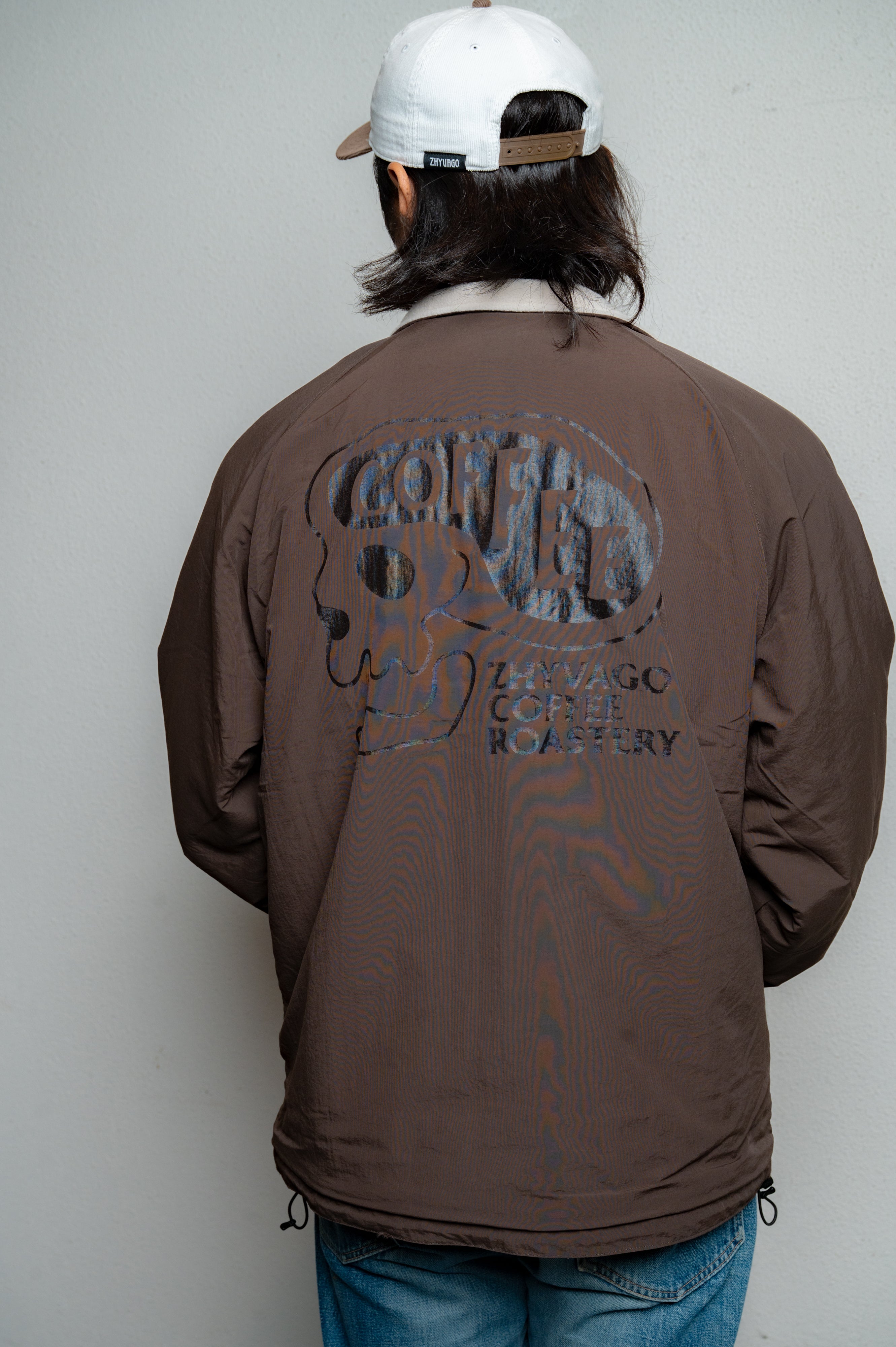 COFFEE SKULL Silicone Screen Printing Reversible Jacket