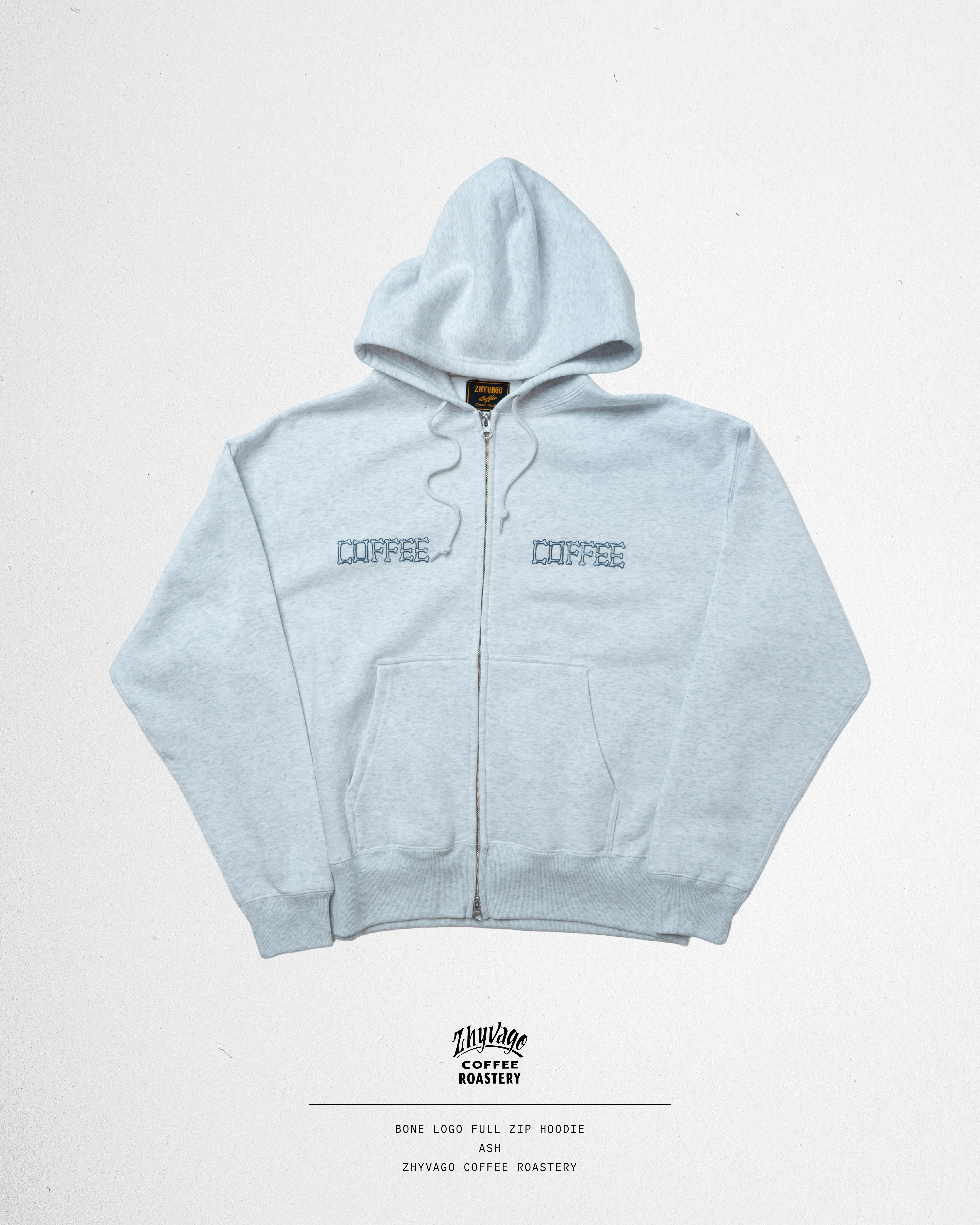 ZHYVAGO Bone Logo Puff Printing Box Silhouette full zip hoodie