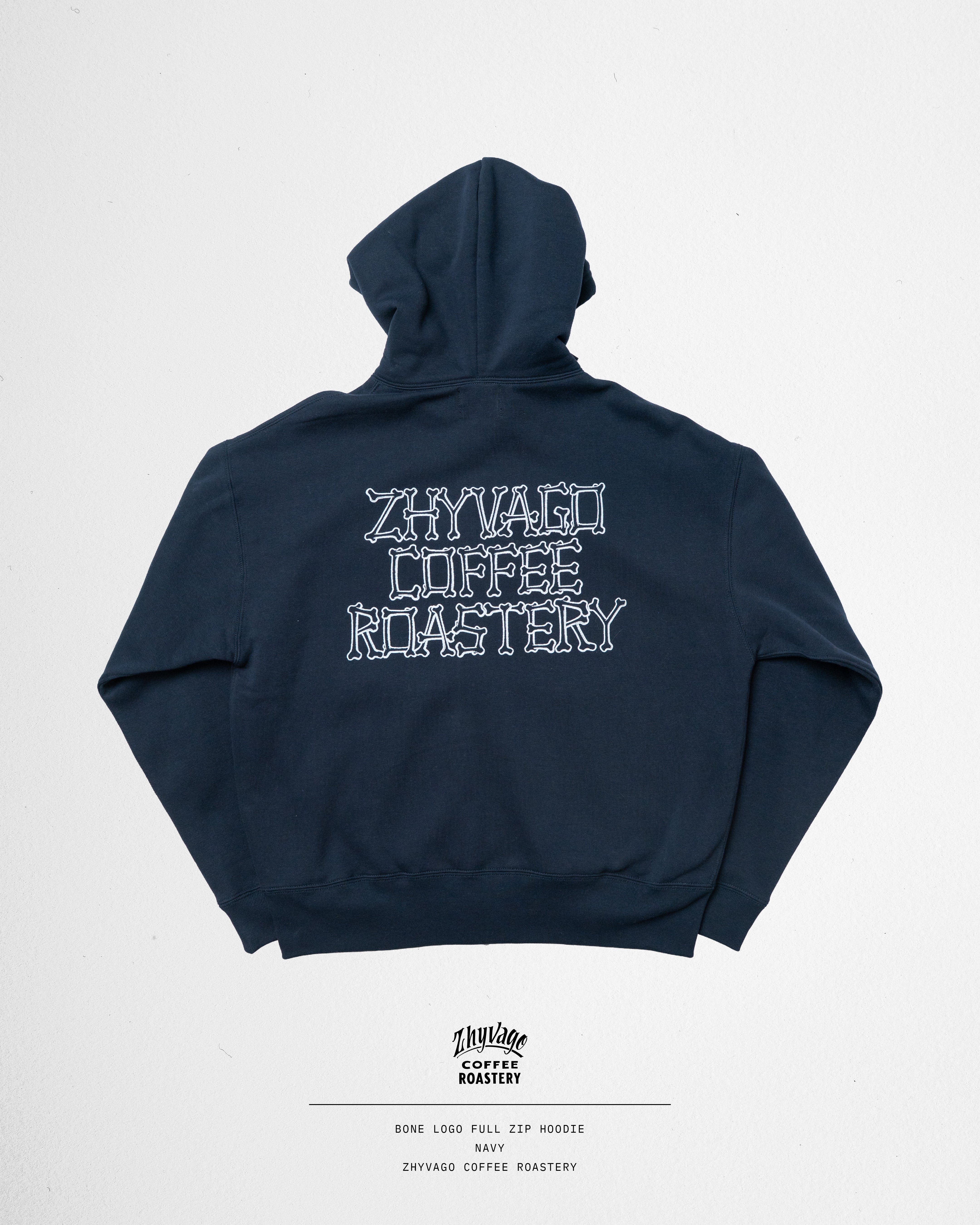 ZHYVAGO Bone Logo Puff Printing Box Silhouette full zip hoodie