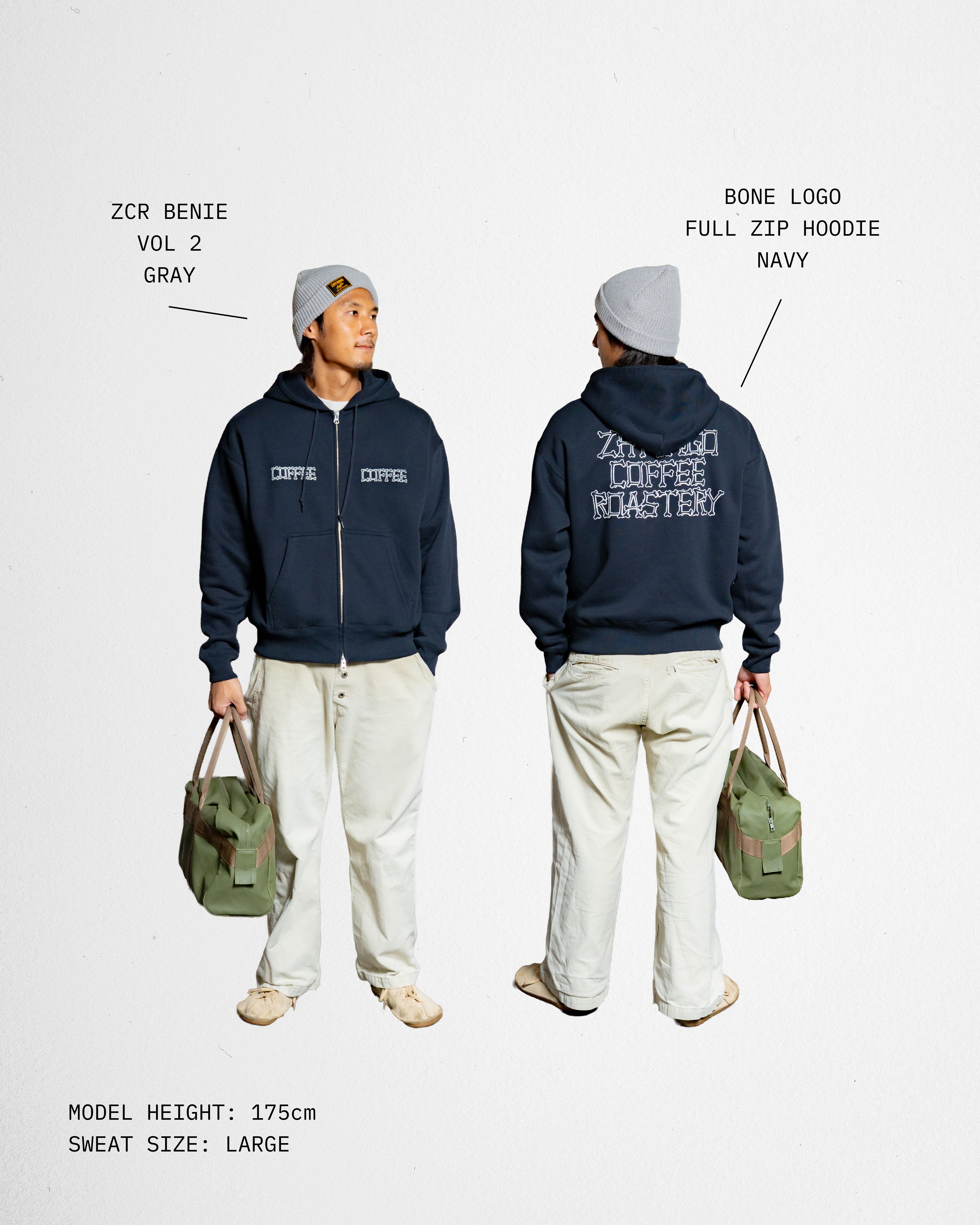 ZHYVAGO Bone Logo full zip hoodie