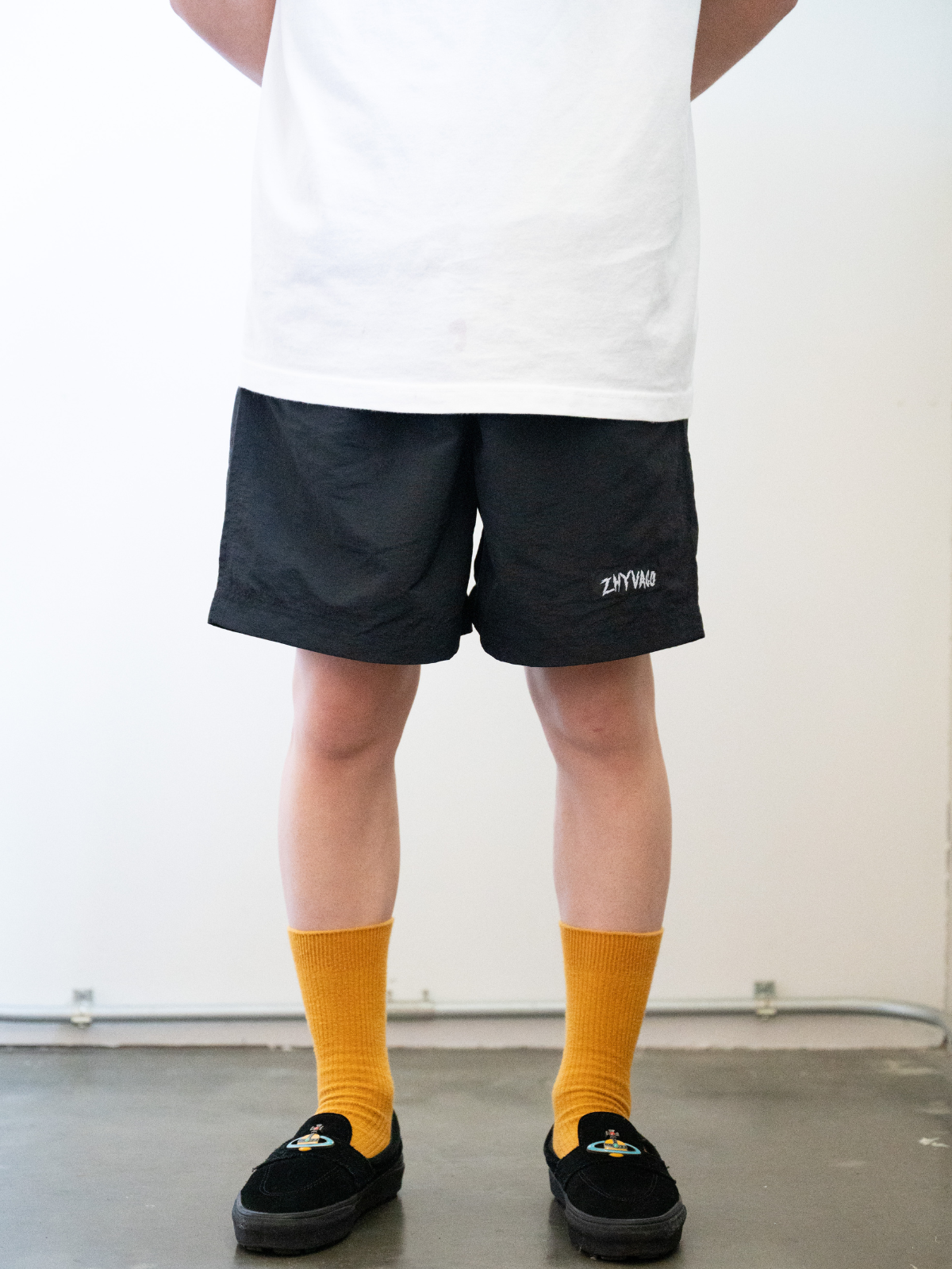 Nylon Easy short pants -Grunge logo- BLACK