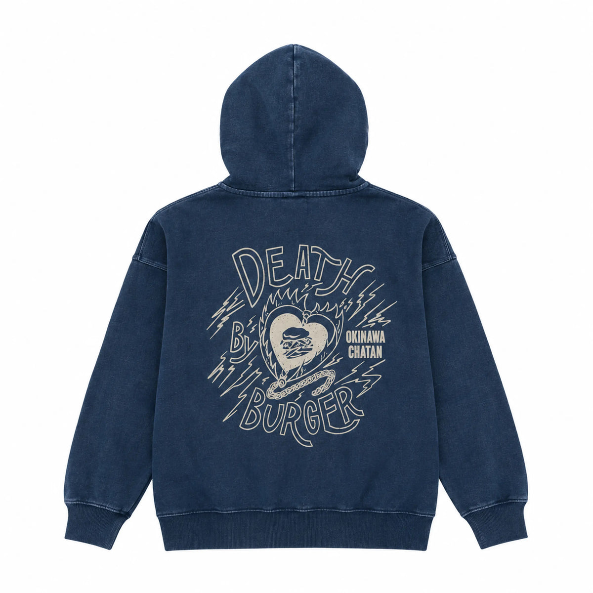 DEATH by BURGER Fade Wash Full Zip Hoodie