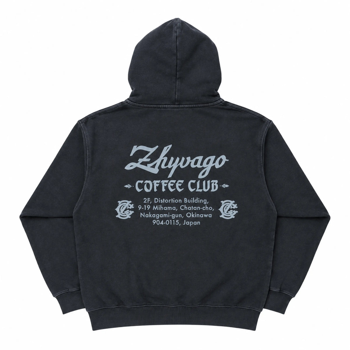 ZCC Main Logo Address Fade Wash Sweat Full Zip Hoodie