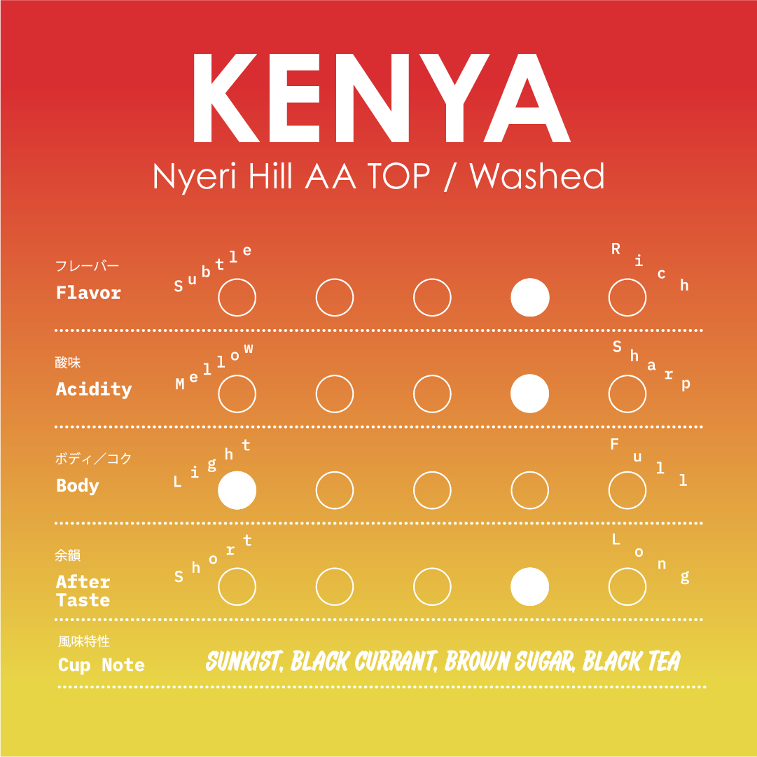 [BEANS] SINGLE ORIGIN KENYA Nyeri Hill Farm - AA TOP (Washed)