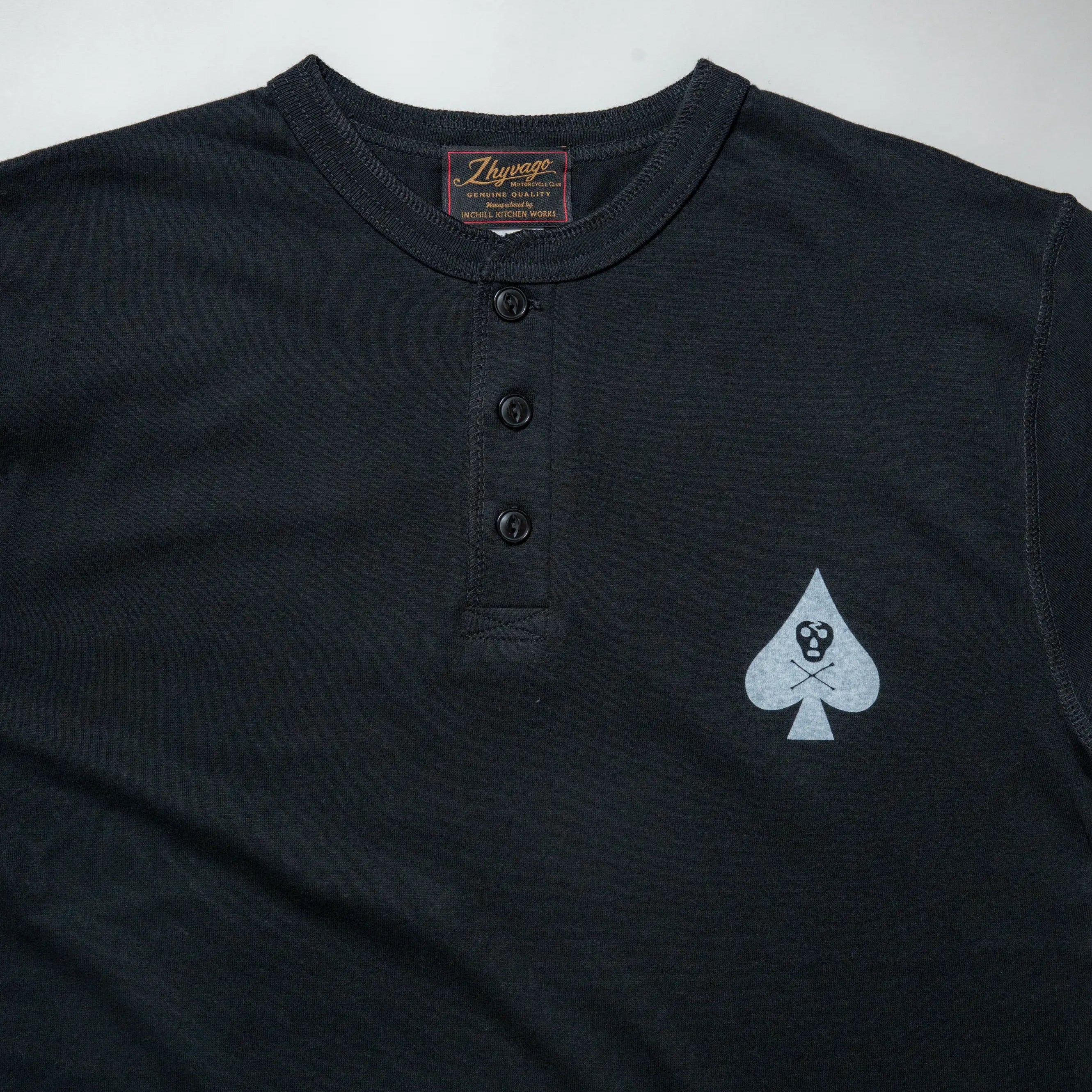 ZHYVAGO MOTORCYCLE CLUB SPADE Henry neck T-shirt
